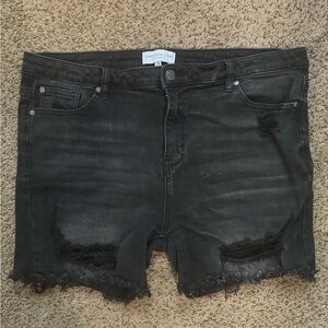 Black denim stretchy jean shorts